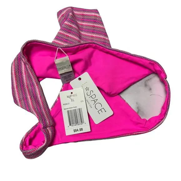 L*SPACE Camacho Bikini Bottoms Electric Pique Pink Stripe Stretch Size XL NEW - Picture 5 of 7